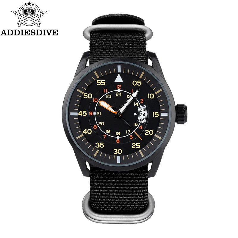 Montre ADDIESDIVE Homme Quartz Étanche Noir