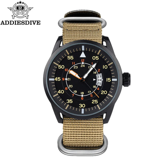 Montre Homme ADDIESDIVE Quartz Khaki Lumineuse