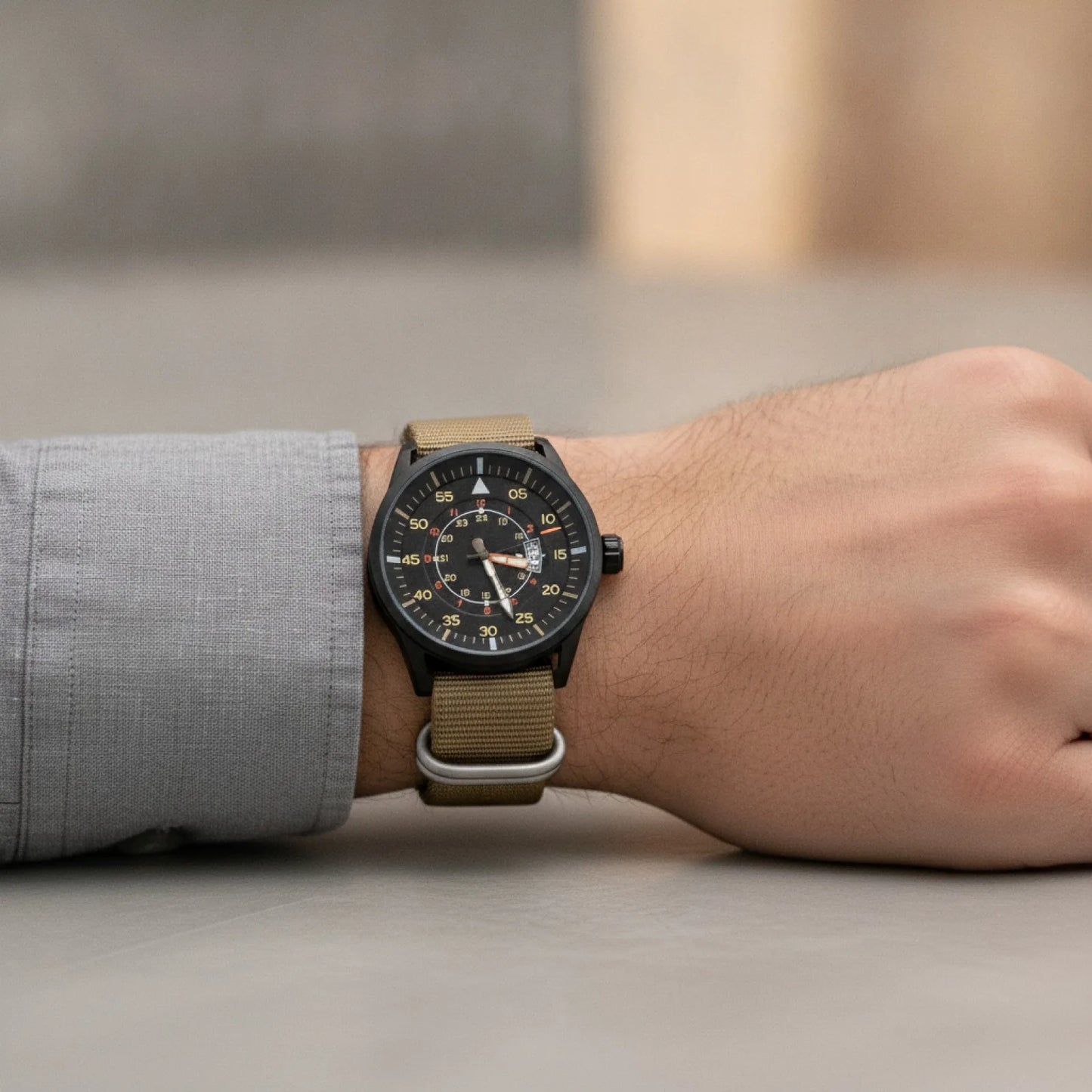 Montre Homme ADDIESDIVE Quartz Khaki Lumineuse