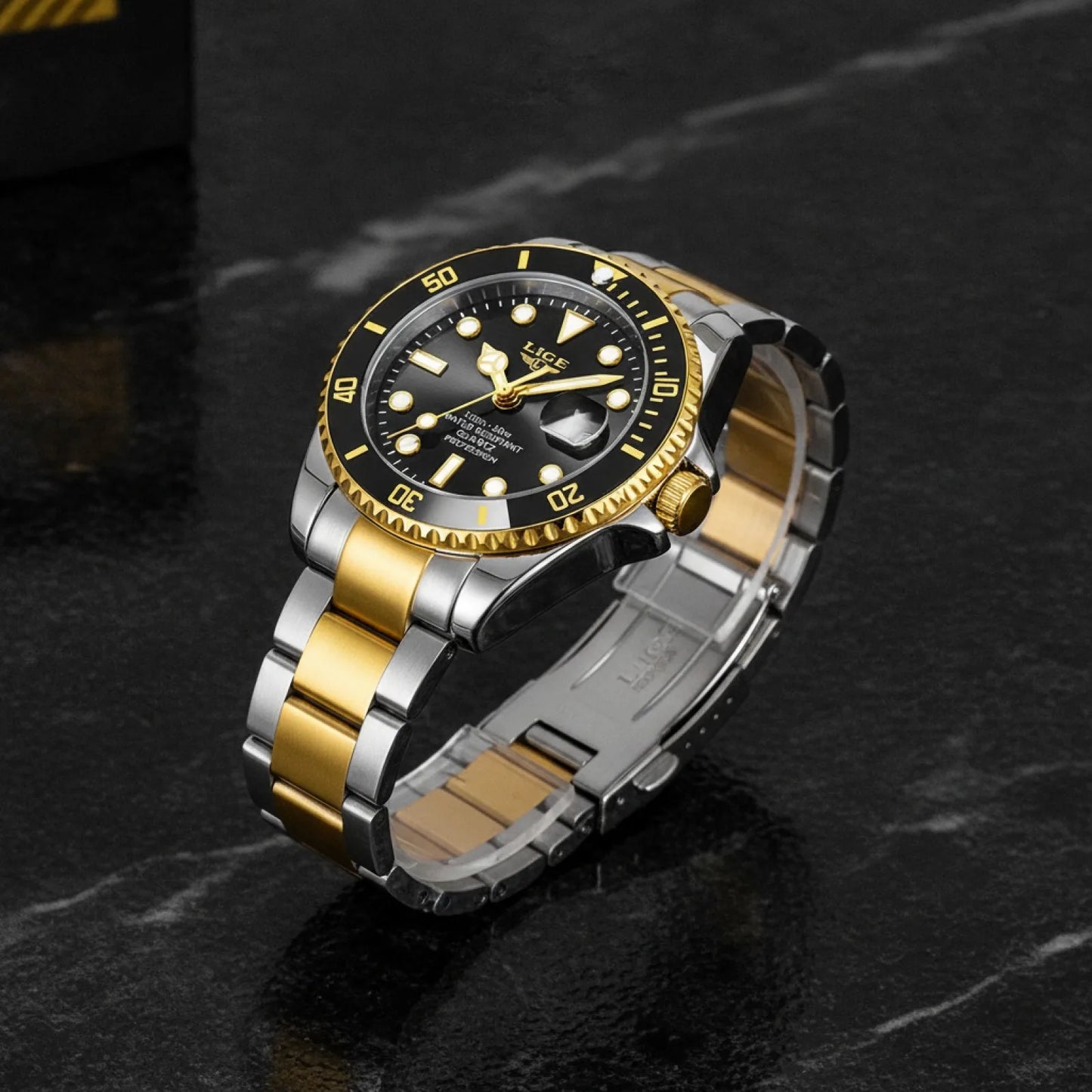 Montre Homme LIGE Gold Black Sport-Luxe