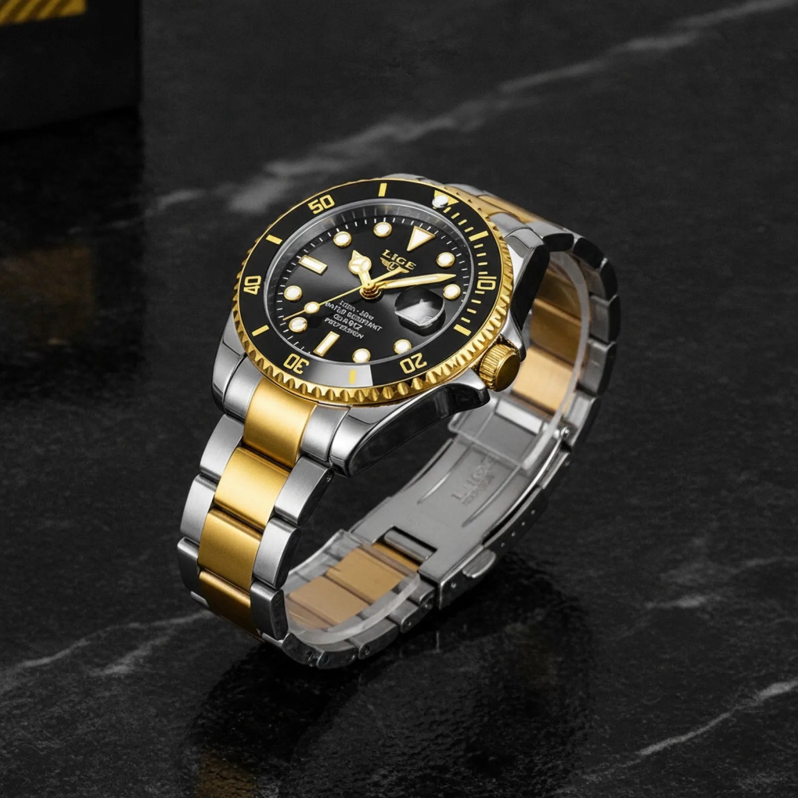 Montre Homme LIGE Gold Black Sport-Luxe
